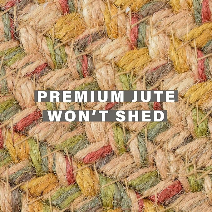 Homespice Harvest Jute Brown 4x6' Braided Rugs Oval Rugs for Living Room, Bedroom Rug and Dining Room. Pet Friendly. Decor Styles- Farmhouse Rug, Rustic, Vintage, Primitive, Country, Boho Rug