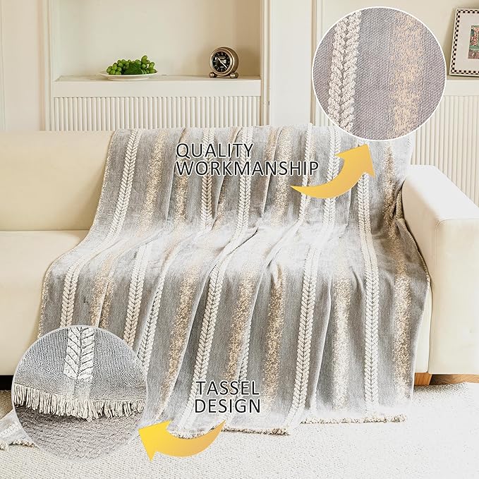 Couch Cover for Dogs Washable Sofa Cover, Sectional Couch Covers, Sofa Covers for 2 Cushion Couch, Non Slip Stripe Sofa Slipcovers Furniture Protector, Couch Protector from Cat Claws, Light,71''x118''