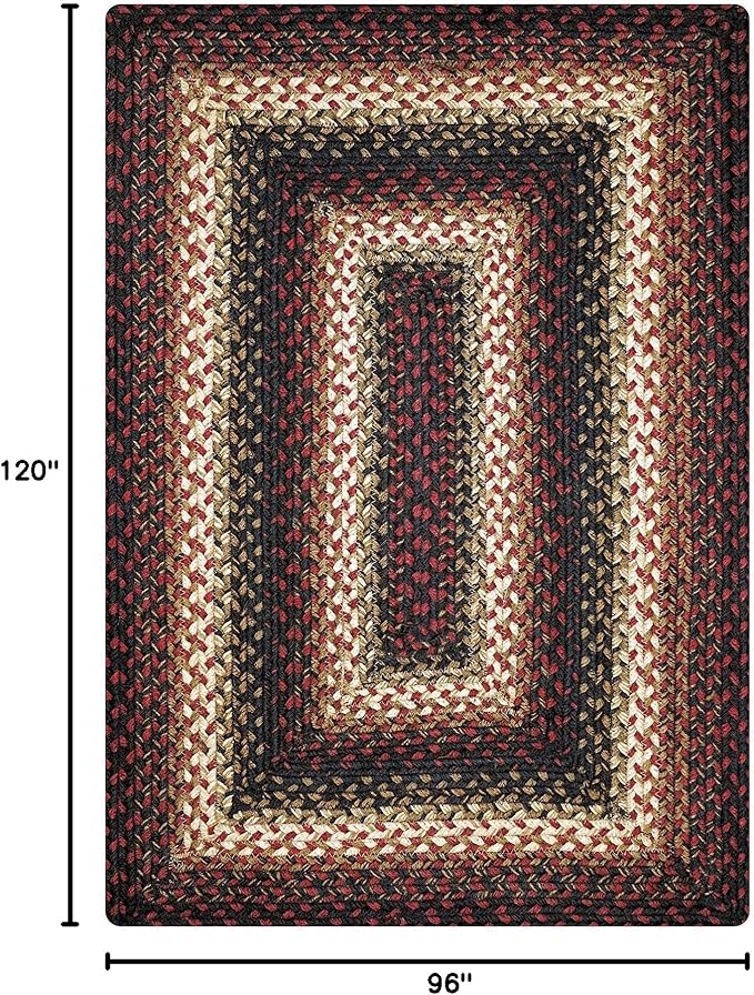 Homespice Prescott Braided Area Rugs 8x10' - Primitive Red and Black Rugs for Dining Room and Living Room