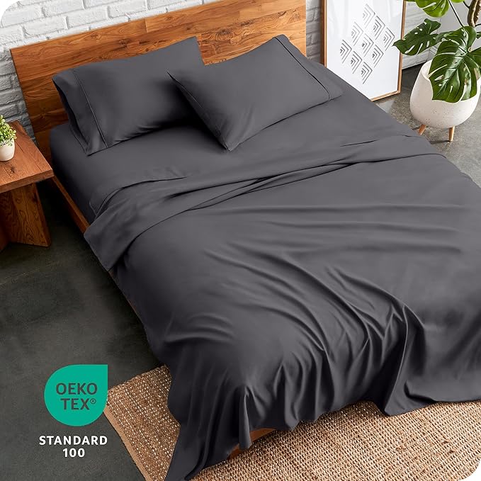 Bare Home Ultra-Soft Full XL Sheet Set - Luxury 1800 - Hydro-Brushed - Deep Pockets - Easy Fit - 4 Piece Set - Bedding Sheets & Pillowcases (Full XL, Forged Iron Grey)