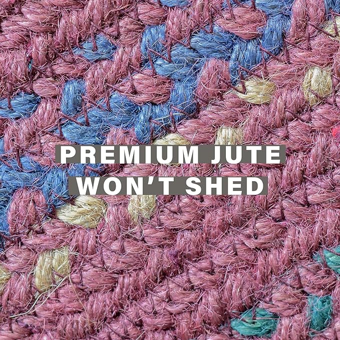 Jamestown Burgundy Braided Area Rug, Jute, 6x9' Rectangle - Rustic Primitive Decor for Dining Room, Living Room, Everywhere