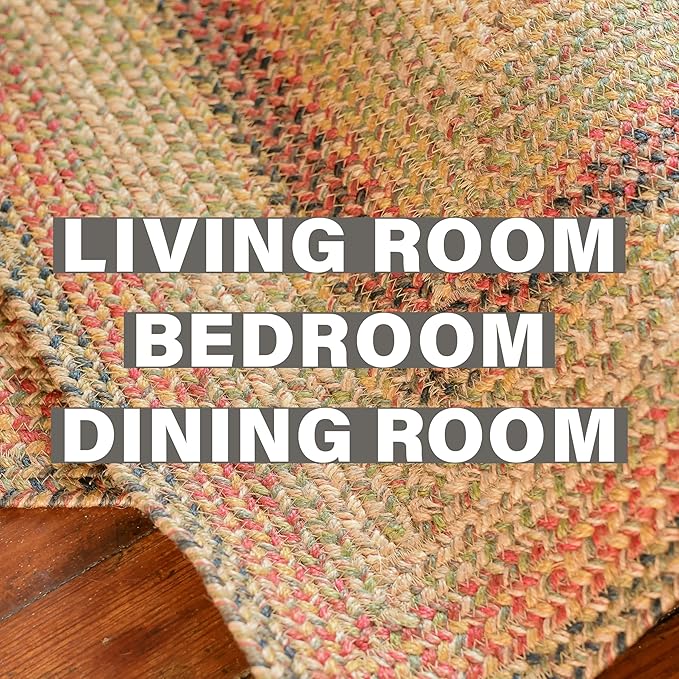 Homespice Kingston Braided Jute Area Rug 6x9' – Multicolor Braided Oval Rugs for Dining Room and Living Room
