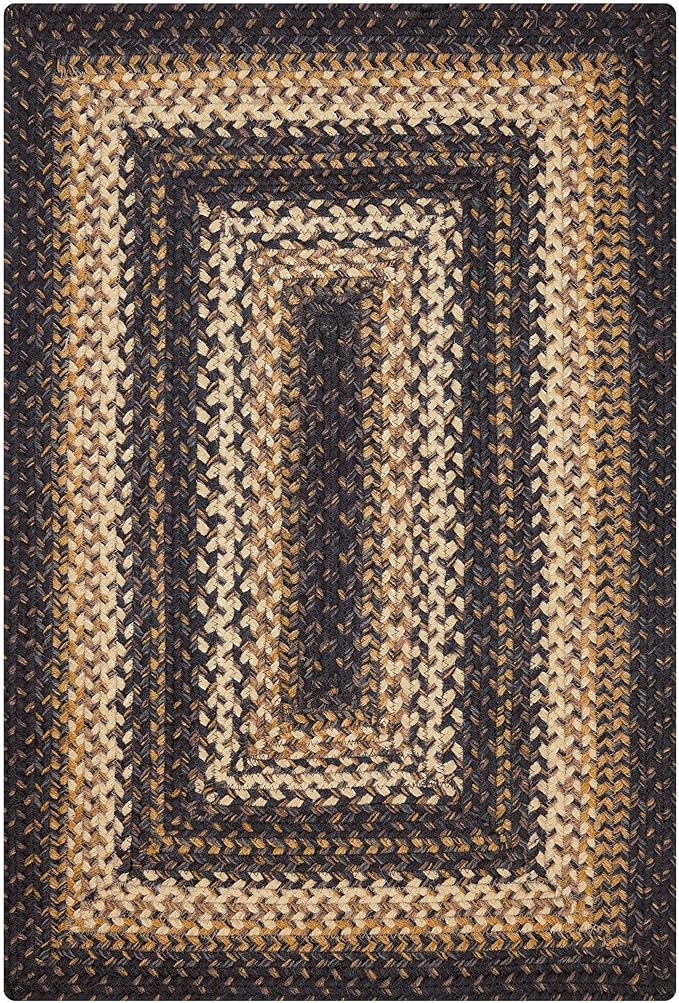 Kilimanjaro Black and Tan Small Braided Rugs, 2x3' Rectangle - Handmade with Jute, Warm Primitive Decor, Perfect for Bathrooms and Entryways - Durable and Easy to Clean