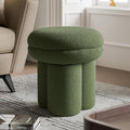 Furniture of America Rami Modern 18-inch Mushroom-Shape Upholstered Ottoman with Tri-Pillar Pedestal, Vanity Stool Chair, Small Foot Stool for Bedroom, Living Room, Entryway, Green