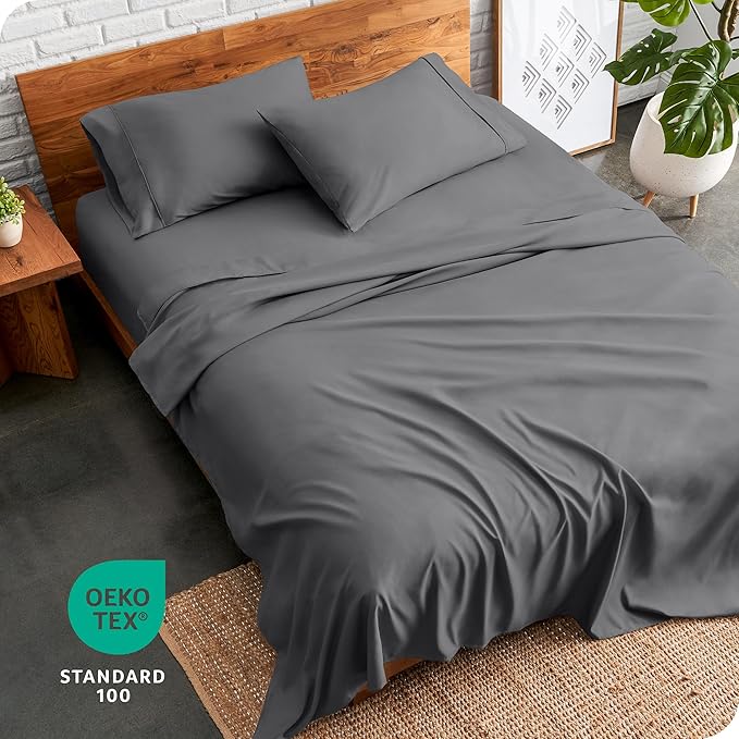 Bare Home California King Sheet Set - 1800 Ultra-Soft Microfiber Cal King Bed Sheets - Double Brushed - Deep Pockets - Easy Fit - 4 Piece Set - Bed Sheets (California King, Grey)
