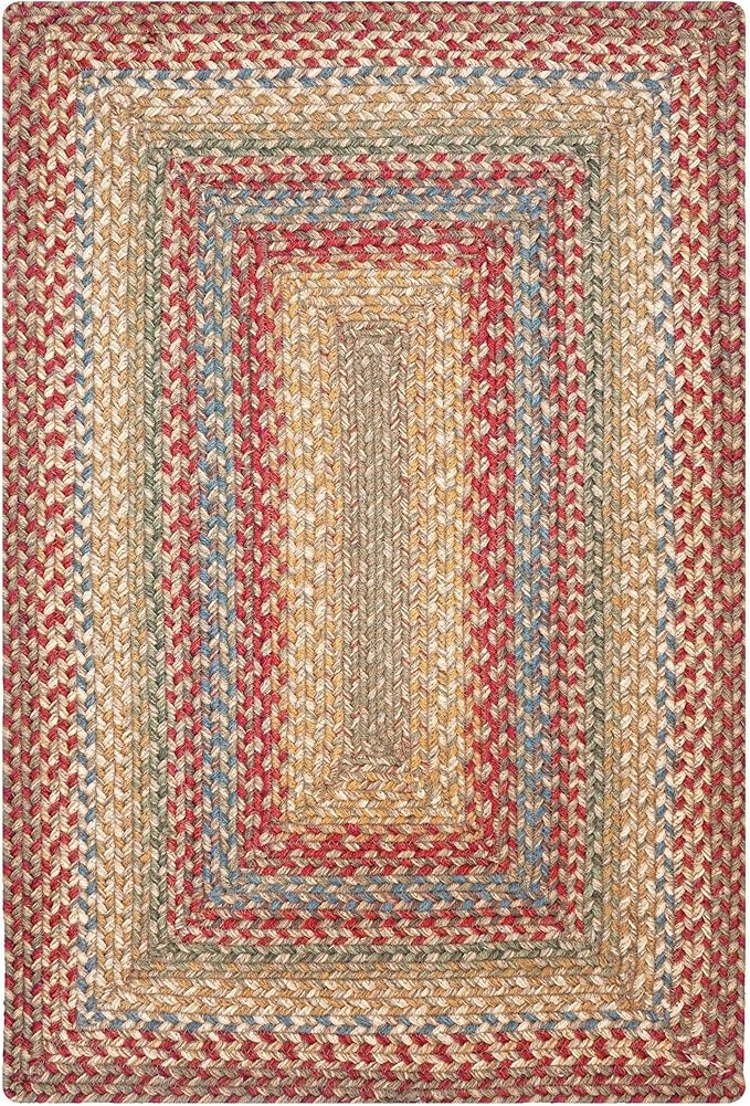 Homespice Azalea Multicolor Braided Area Rugs, Jute, 5x8' Rectangle - Perfect Country Primitive Decor for Dining Room, Bedroom, Everywhere