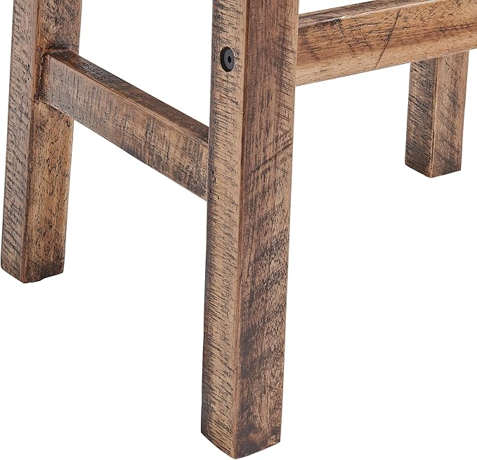 Alaterre Furniture Durango 26-Inch Tall Industrial Wood Counter-Height Stool Bar Stool, Kitchen, Seating, Vintage-Style Saddle Seat, Comfort, Rustic Industrial, Light or Dark Tone Lacquer Finish