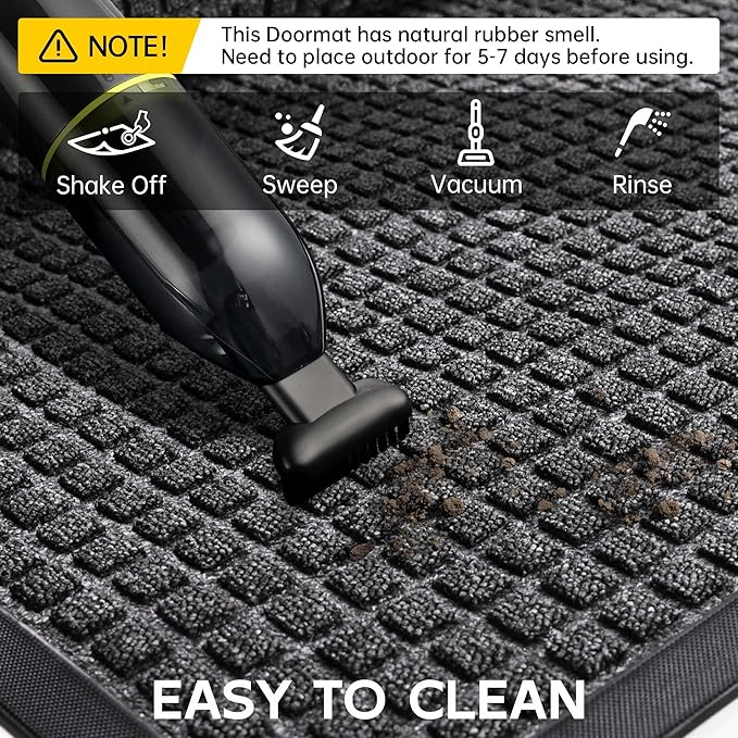 Sturdy Front Door Mat Outside Entrance, 6' x 4' All-Season All-Weather Doormat Waterproof, Stain and Fade Resistant, Natural Rubber Indoor Outdoor Welcome Door Mat Trap Dirt