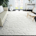 SAFAVIEH Florida Shag Collection Area Rug - 9'6" x 13', Creme & Creme, Scroll Design, Non-Shedding & Easy Care, 1.2-inch Thick Ideal for High Traffic Areas in Living Room, Bedroom (SG455-1111)