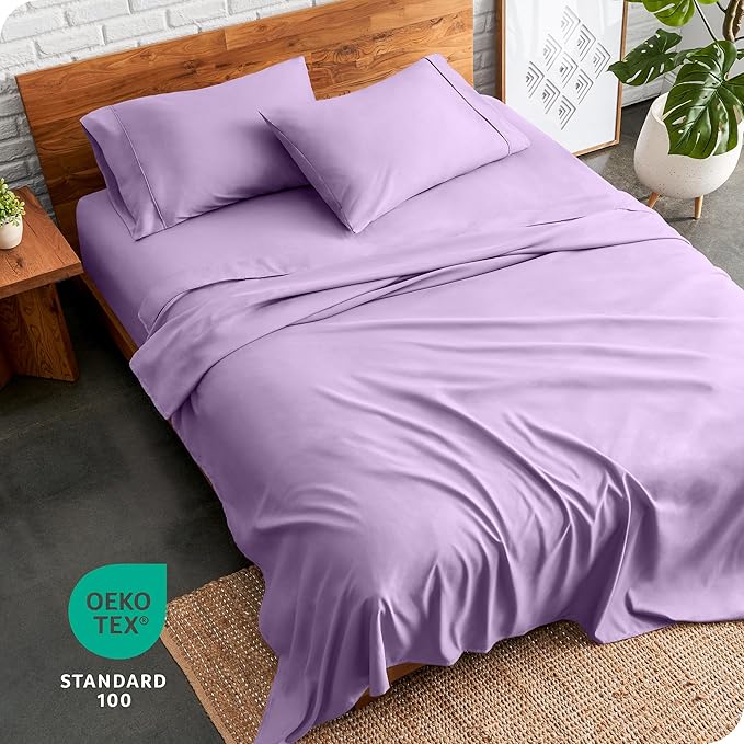 Bare Home Split Head Flex King Sheet Set - 1800 Ultra-Soft Microfiber Bed Sheets - Double Brushed - Deep Pockets - Easy Fit - 4 Piece Set - FlexTop King Bedding Sheets (Split Head Flex King, Lavender)