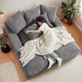 64" Oversized Chaise Daybed Lounge Sleeper Sofa Extra Wide Cloud Sofa&Couch, Luxury Plush Corduroy Upholstered Loveseat Couch Deep Seat Living Room Queen Size Sofabed W/5 Pillows for Home/Apartment