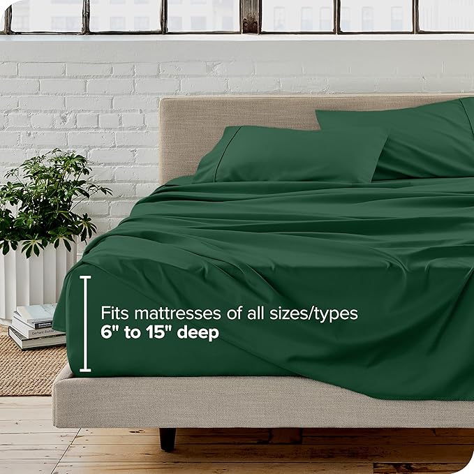 Bare Home Twin XL Sheet Set - College Dorm Size - Luxury 1800 Ultra-Soft Microfiber Twin Extra Long Bed Sheets - Deep Pockets - Easy Fit - Extra Soft - 3 Piece Set - Bed Sheets (Twin XL, Forest Green)