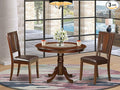 East West Furniture HLDU3-MAH-LC 3 Piece Dining Table Set for Small Spaces Contains a Round Dining Room Table with Pedestal and 2 Faux Leather Upholstered Chairs, 42x42 Inch, Mahogany