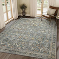 3X5 Area Rugs Machine Washable Rugs for Living Room, Vintage Boho Large Rugs for Bedroom Dining Room, Non Slip Indoor Soft Distressed Lightweight Thin Low Pile Carpet, Terracotta