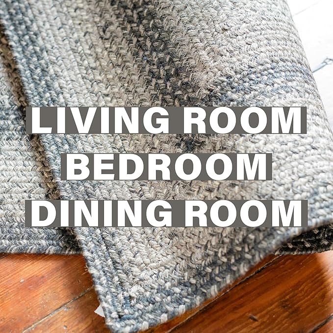 Homespice Flint Hill Jute Braided Area Rugs 5x8' - Gray Braided Rugs for Living Room and Bedroom