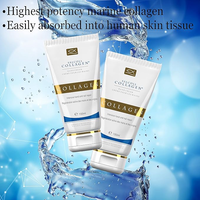 Salcoll Pure Bioactive Anti-Aging Collagen Repair Hand Cream - Hypoallergenic Moisturizing Lotion, Dry Skin Relief, All Skin Types, 150 ml (pack of 4)