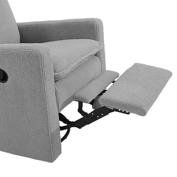 Oxford Baby Uptown Upholstered Swivel Glider and Recliner Nursery Chair,Boucle, Koala Gray