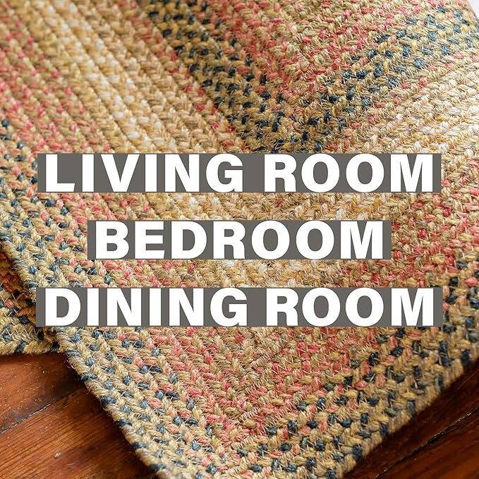 Russet Multi Color Jute Braided Oval Rug, 4x6' - Warm Country Decor, Perfect for Bedrooms, Kitchens and Large Entryways - Pet Friendly, Reversible and Easy to Clean