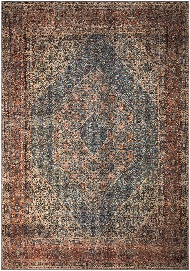Keen Home Design 10x14 Rug - Machine Washable Area Rug with Non-Slip Backing, Ideal for Living Room, Dining Room, Bedroom - Vintage, Easy Clean, Durable, Low Pile Rug - (9'7" x 14')