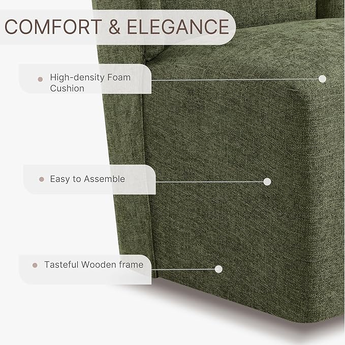 Upholstered Dining Chair with Casters Wingback Modern Side Armless Deskchair with Rollers for Diningroom Bedroom Livingroom Reading Room,Green,1 Box