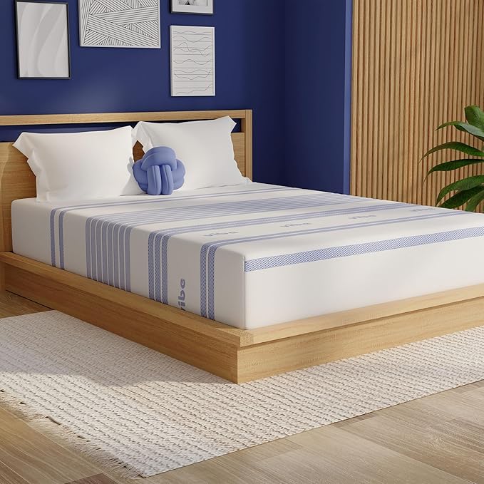 Vibe Gel Memory Foam Mattress, Fiberglass Free 8-Inch CertiPUR-US Certified Bed-in-a-Box, King, White