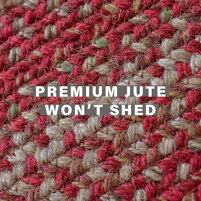 Homespice 20x30” Red Rect. Braided Rug. Apple Pie Red Jute Rug. Uses- Entryway, Kitchen Rugs, Bathroom Rugs. Reversible, Rustic, Country, Primitive, Farmhouse Decor Rug