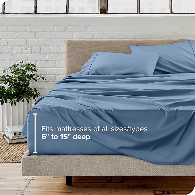 Bare Home Full XL Sheet Set - Luxury 1800 Ultra-Soft Microfiber Full Extra Long Sheets - Double Brushed - Deep Pockets - Easy Fit - 4 Piece Set - Bedding Sheets & Pillowcases (Full XL, Coronet Blue)
