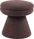 Furniture of America Rami Modern 18-inch Mushroom-Shape Upholstered Ottoman with Tapered Pedestal, Vanity Stool Chair, Small Foot Stool for Bedroom, Living Room, Entryway, Brown
