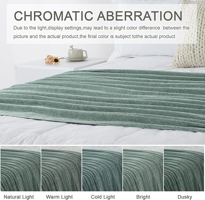 Chenille Throw Blanket for Couch 50"X 60", Soft Cozy Throws with Fringe Tassel for Bed Sofa Chair Cover, Lightweight Knitted Decorative Boho Blankets for Living Room, Sage Green