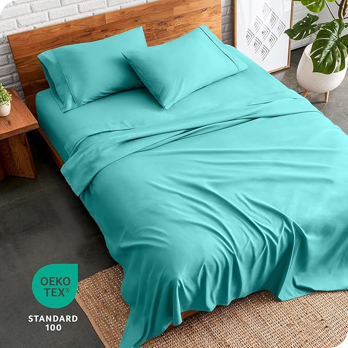 Bare Home Twin Sheet Set - 1800 Ultra-Soft Microfiber Twin Bed Sheets - Double Brushed - Deep Pockets - Easy Fit - Extra Soft - 3 Piece Set - Bedding Sheets & Pillowcases (Twin, Turquoise)