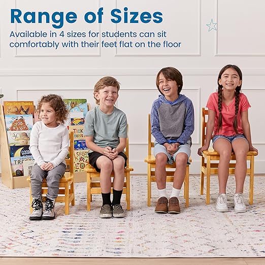 ECR4Kids Three Rung Ladderback Chair, 12in Seat Height, Classroom Seating, Honey, 2-Pack