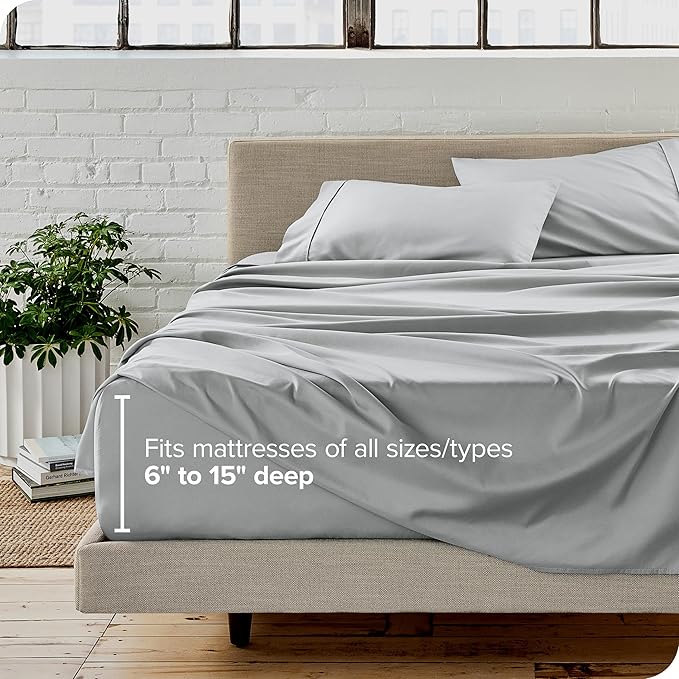 Bare Home Twin XL Sheet Set - 1800 Ultra-Soft Microfiber - Double Brushed - Deep Pockets - Easy Fit - 3 Piece Set - Bed Sheets (Twin XL, French Grey)