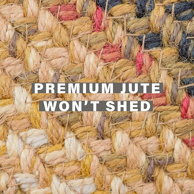 Russet Multicolor Jute Braided Oval Rug, 20x30 - Warm Country Decor, Perfect for Laundry Rooms, Kitchens and Entryways - Reversible and Easy to Clean