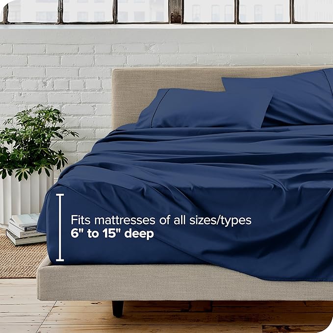 Bare Home King Sheet Set - Luxury 1800 Ultra-Soft Microfiber King Bed Sheets - Double Brushed - Deep Pockets - Easy Fit - 4 Piece Set - Bedding Sheets & Pillowcases (King, Dark Blue)