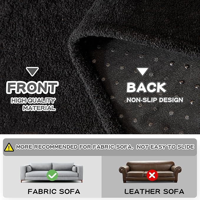 MYSKY HOME Black Couch Covers for Sectional Sofa, Couch Cover L Shape Couch Covers for Dogs Washable Couch Cover Banket Modern Sofa Slipcovers, Super Soft Sofa Towel for Kids, Pets, 71" x 150"