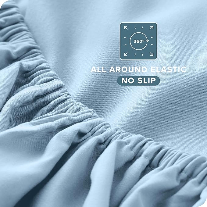 Bare Home Queen Sheet Set - Luxury 1800 Ultra-Soft Microfiber Queen Bed Sheets - Double Brushed - Deep Pockets - Easy Fit - 4 Piece Set - Bedding Sheets & Pillowcases (Queen, Light Blue)