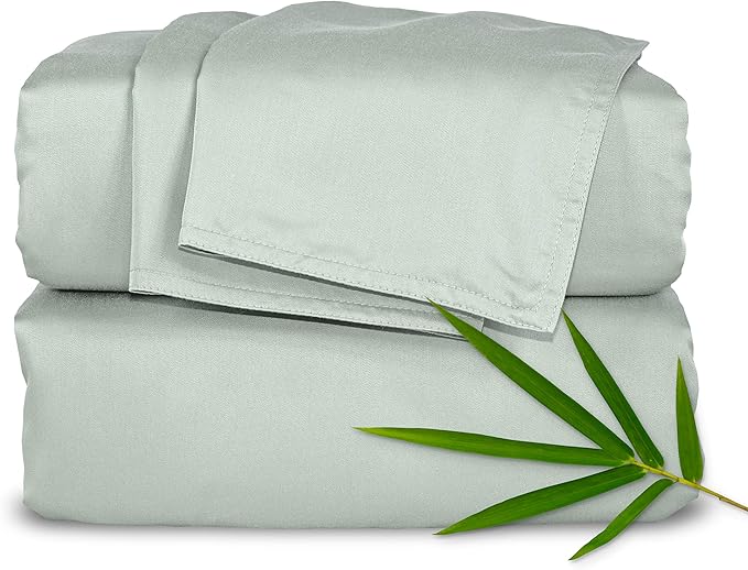 Full Sheets by Pure Bamboo, Genuine 100% Organic Viscose Derived from Bamboo Bed Sheet Set, Luxuriously Soft & Cooling, Double Stitching, Lifetime Quality Promise (Full, Sea Glass)