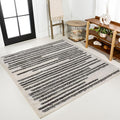 JONATHAN Y Khalil Modern Berber Stripe Cream/Black 3x3 Square Indoor Area Rug, Contemporary, Bohemian, Easy-Cleaning for Living Room, Bedroom, Kitchen, Pet Friendly, Non-Shedding (MOH207A-3SQ)