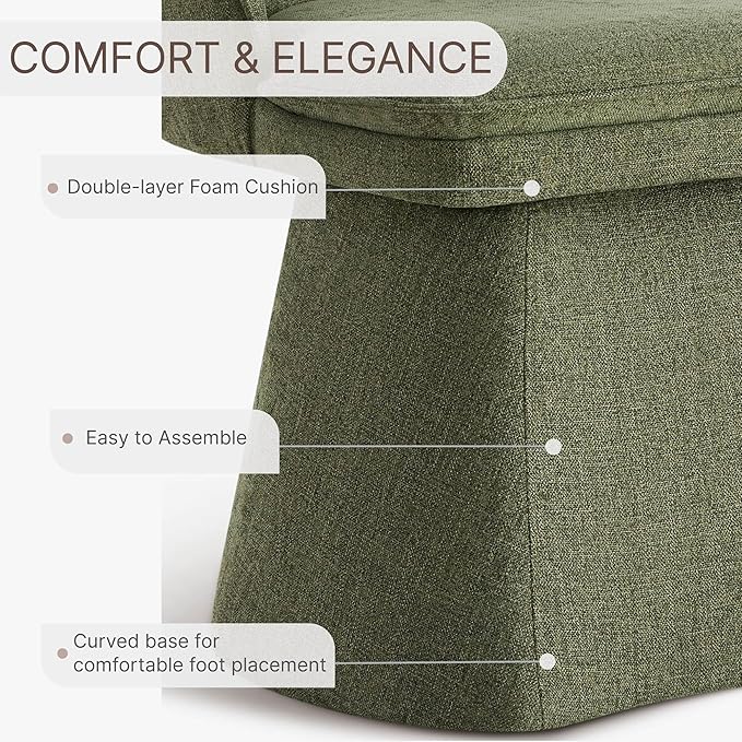 Swivel Dining Chairs Modern Desk Chair Upholstered Linen Fabric Side Chair for Kitchen Dining Room Bedroom,Moss Green,4 Box
