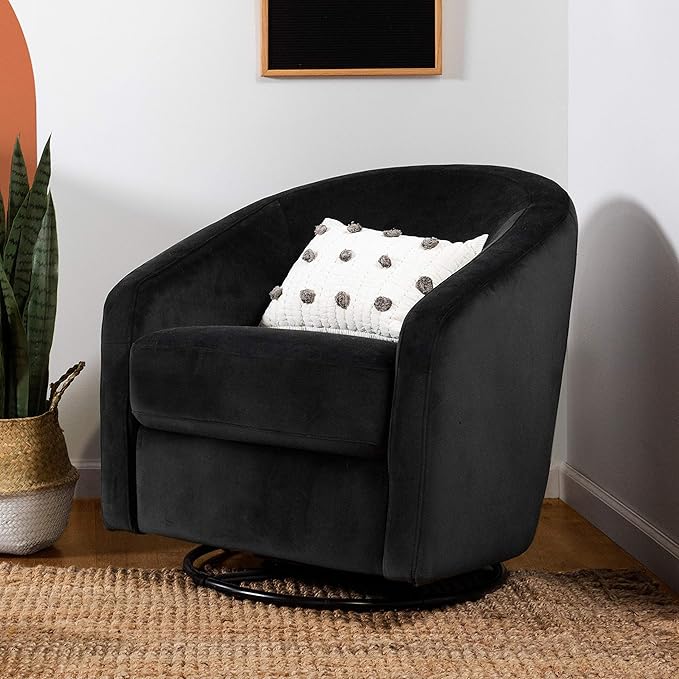 babyletto Madison Swivel Glider in Black Velvet, Greenguard Gold and CertiPUR-US Certified, 61.6 lb