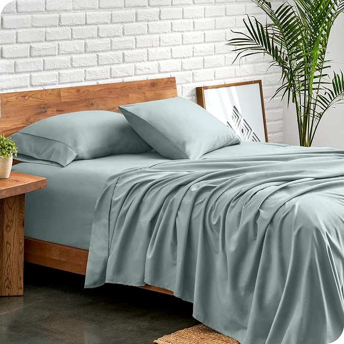Bare Home Twin XL Sheet Set - 1800 Ultra-Soft Microfiber Twin Extra Long Sheets - Double Brushed - Deep Pockets - Easy Fit - Extra Soft - 3 Piece Set - Bed Sheets & Pillowcases (Twin XL, Sea Spray)