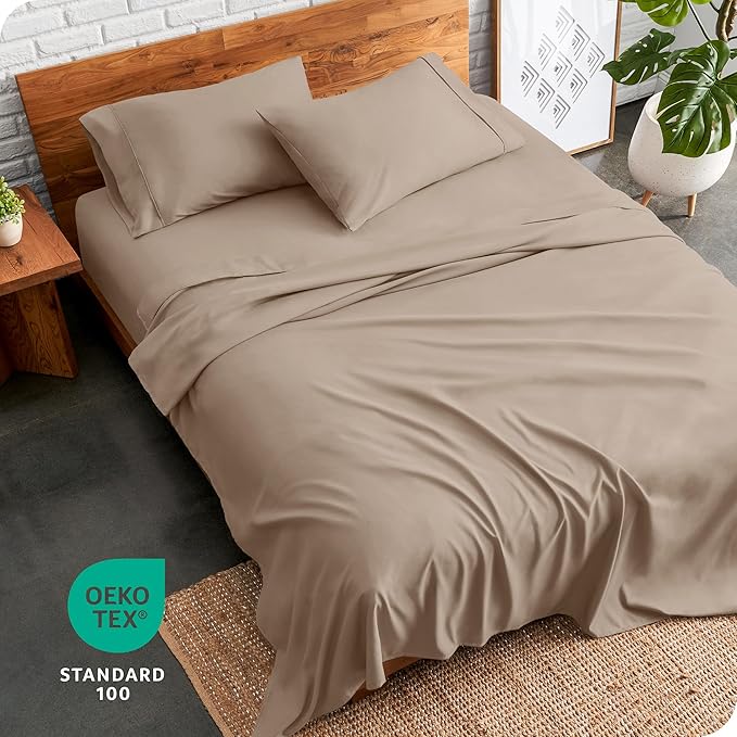 Bare Home King Sheet Set - Luxury 1800 Ultra-Soft Microfiber King Bed Sheets - Double Brushed - Deep Pockets - Easy Fit - 4 Piece Set - Bedding Sheets & Pillowcases (King, Pebble)