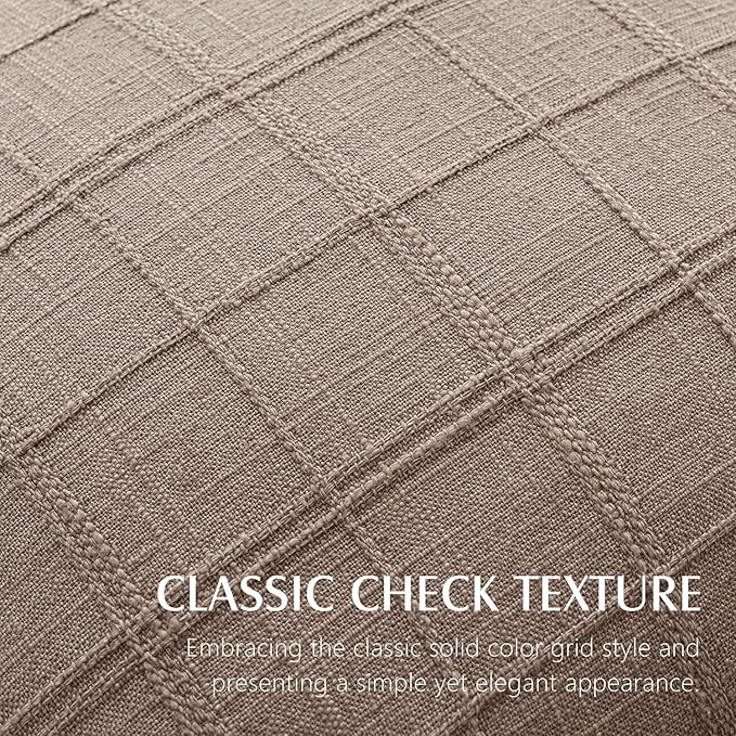 Foindtower Set of 2 Decorative Linen Check Throw Pillow Covers Neutral Farmhouse Vintage Cushion Covers Modern Boho Home Decor for Sofa Chair Couch Bedroom Living Room Outdoor,16×16 Inch,Tan Taupe