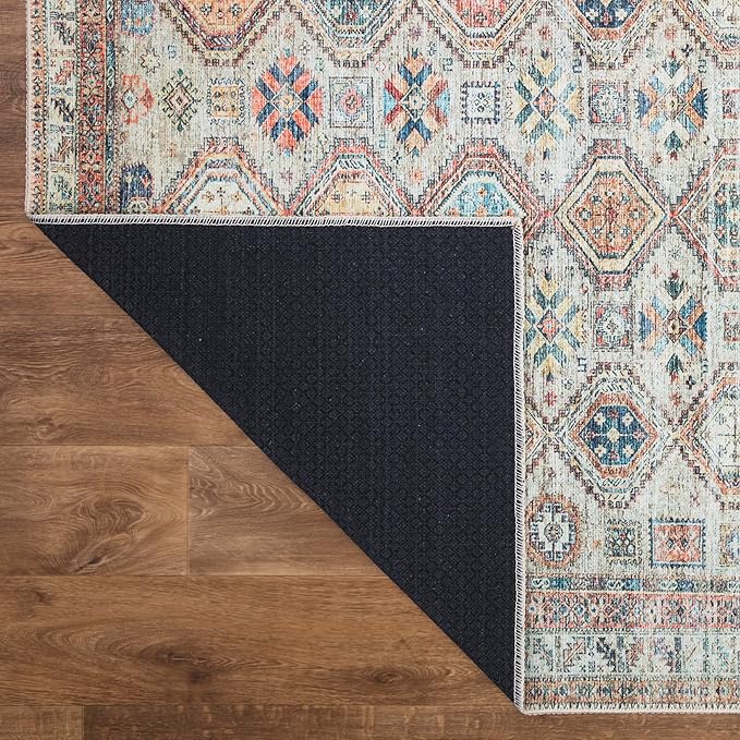 Keen Home Design 8x10 Rug - Machine Washable Area Rug with Non-Slip Backing, Ideal for Living Room, Dining Room, Bedroom - Vintage, Easy Clean, Durable, Low Pile Rug - (8' x 10')