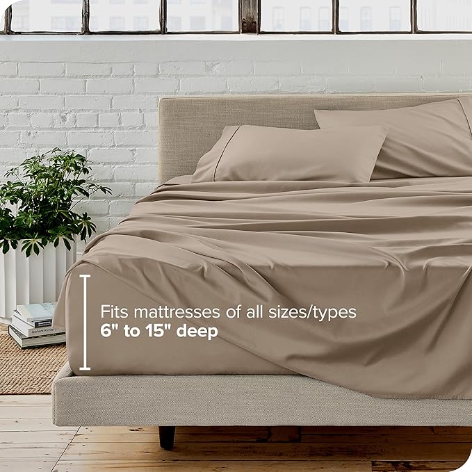 Bare Home Twin Sheet Set - 1800 Ultra-Soft Microfiber Twin Bed Sheets - Double Brushed - Deep Pockets - Easy Fit - Extra Soft - 3 Piece Set - Bedding Sheets & Pillowcases (Twin, Pebble)