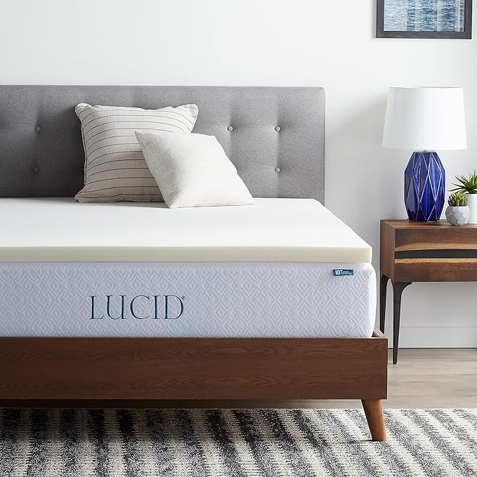 LUCID 2 Inch Traditional Foam Mattress Topper - Hypoallergenic - Ventilated - Conforming Support - California King