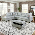 NicBex Sectional Couch 3 Pieces Sofa Set with Right Chaise PU Synthetic Leather L Shaped Cloud Couch for Living Room Furniture Sets with Storage Ottoman, Modular Sofa for Apartment, Silver Green