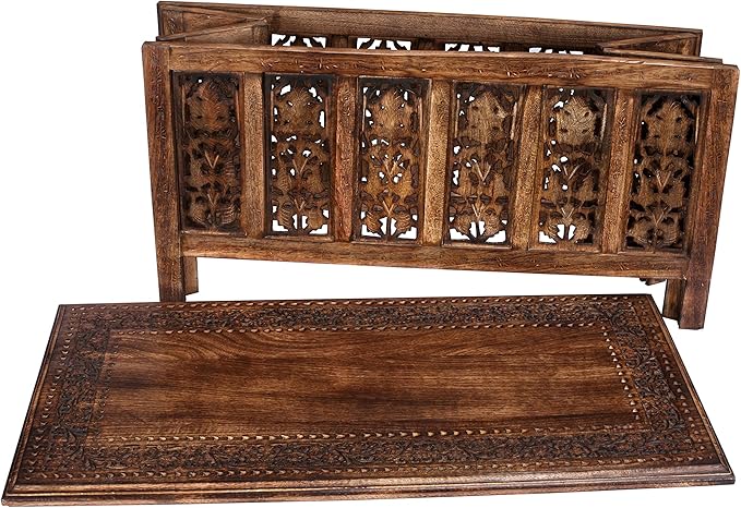Rectangular Wooden Coffee Table, Modern Wooden Coffee Table, Center Tables, Entryway Table, Living Room Table for Magazines, Books, and Plants - 36x18 Inch Burnt