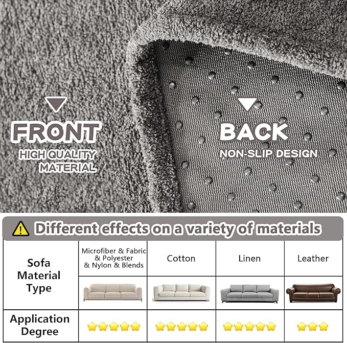 MYSKY HOME Couch Cover for Dogs Non-Slip Couch Cover for 2 Cushion Couch Sofa Cover Sofa Slipcovers for Dogs, Sofa Covers Washable Soft Thick Furniture Protector, 71" x 102", Grey