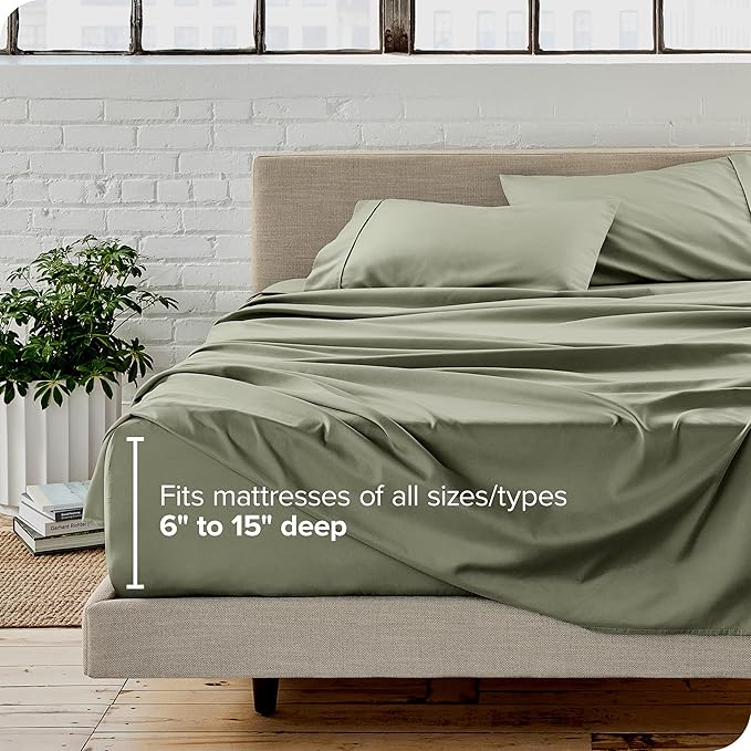 Bare Home Twin Sheet Set - 1800 Ultra-Soft Microfiber Twin Bed Sheets - Double Brushed - Deep Pockets - Easy Fit - Extra Soft - 3 Piece Set - Bedding Sheets & Pillowcases (Twin, Sage)